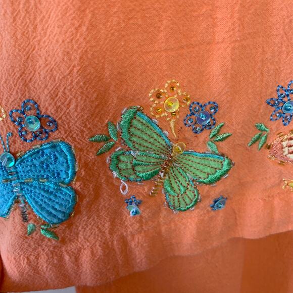 Vintage 90s Jane Ashley Matching Set Pants and Top Butterflies Orange Large - Picture 7 of 10